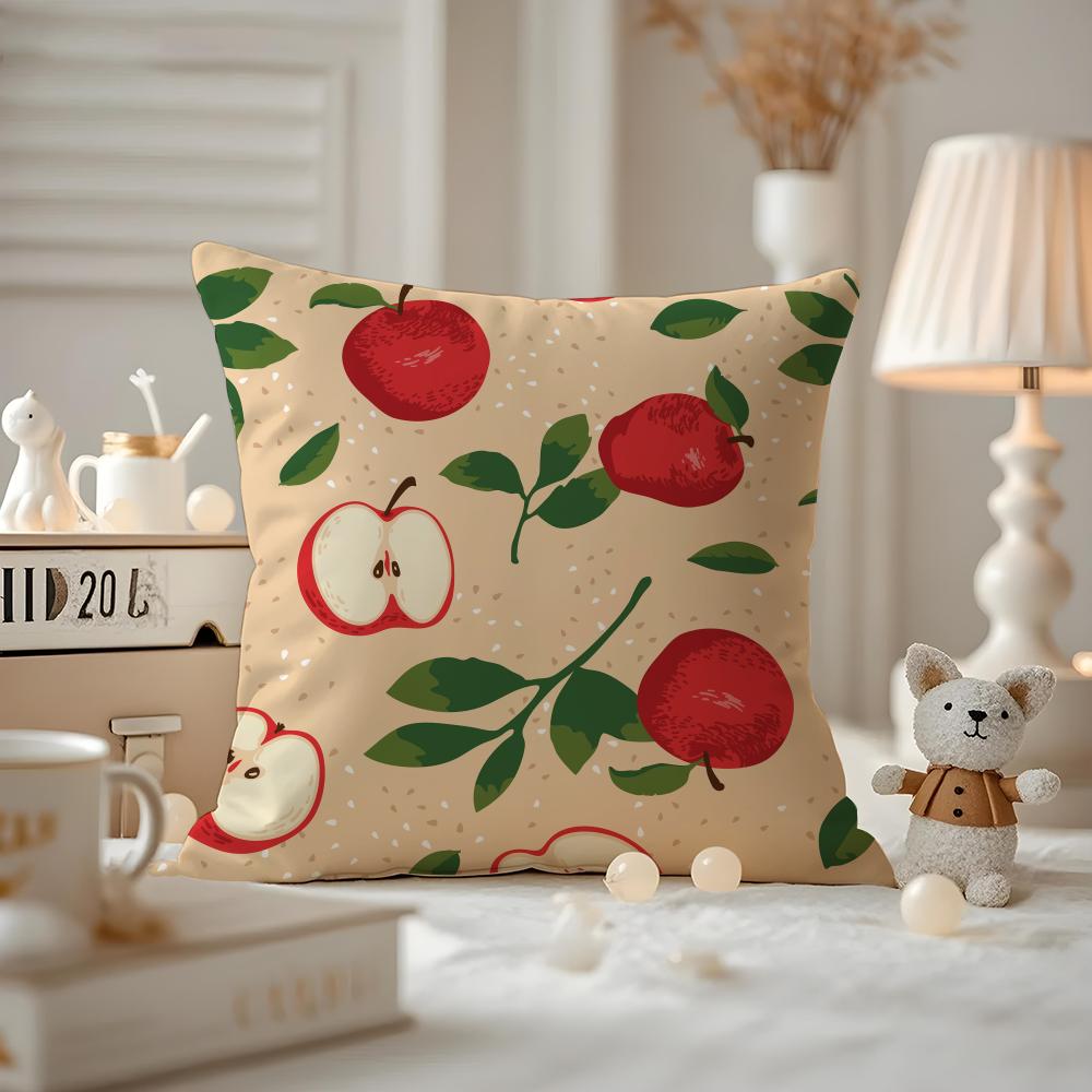 Fruit Print Cushion Cover Anti-dustmite Pillowcase Invisible Zipper Silky Short Plush Sofa Cushion Cover
