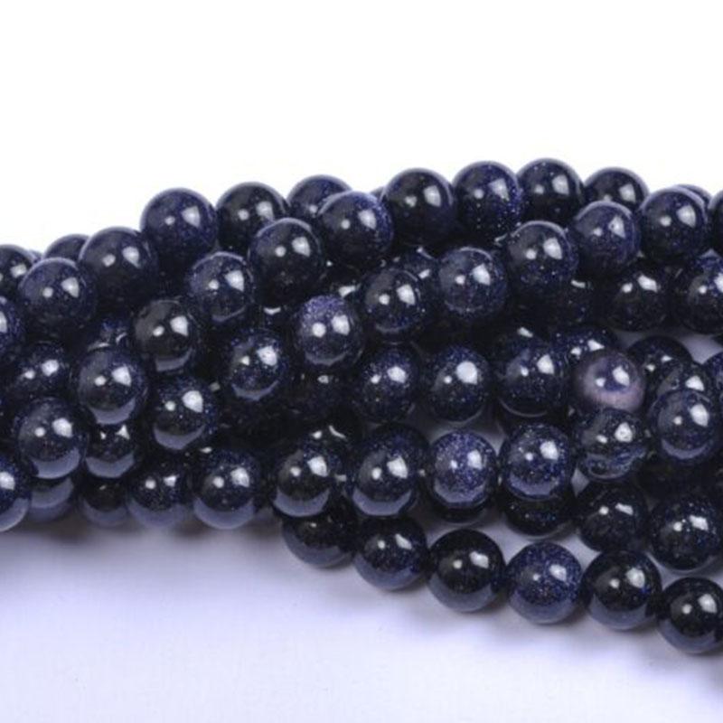 4 6 8 10 12mm Spacer Loose Beads Natural Blue Sand Stone Jewelry Making For Necklace DIY Round DIY Spacer Loose Beads For Necklace Bracelet