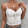 Knitted Suspender Women's Small Vest, European and American Sexy Backless Pleated Splicing V-neck Short Top