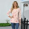 Damen Casual Oberteil mit Dreiviertelärm, Blumenprint, Rundhalsausschnitt, Lockerer Schnitt, Leichter Pullover-Bluse für den täglichen Gebrauch
