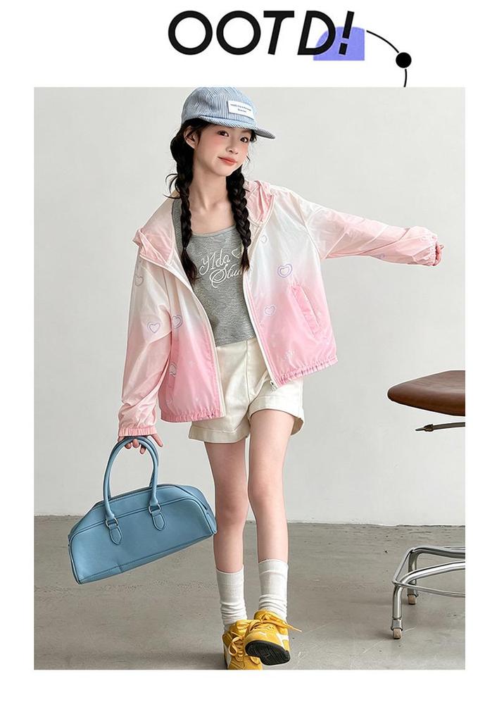 2026 New Korean-Style Ice Silk Gradient Sun Protection Jacket for Girls