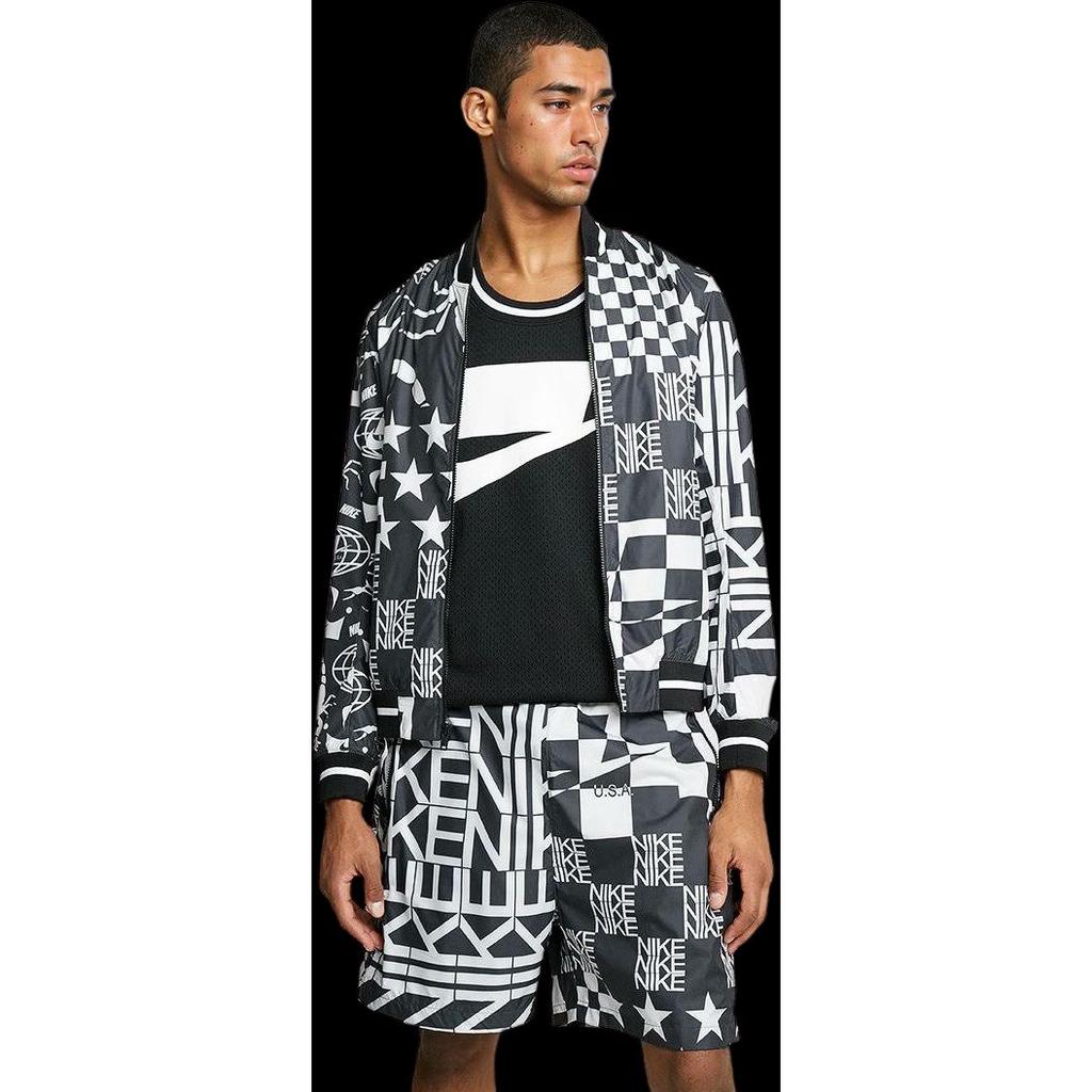 Nike Graffiti Print Plaid Sports Jacket Men Outerwear Sail-White AR1633-133