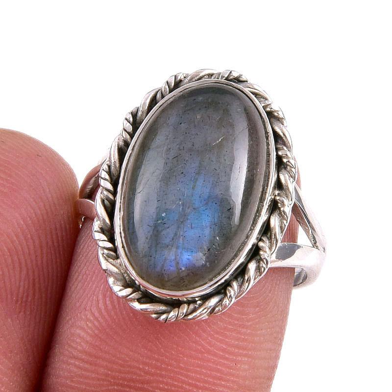 

Natural Labradorite Gemstone 925 Solid Sterling Silver Jewelry Ring Size 7 f5s14