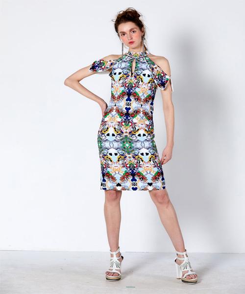 GREEDILOUS Neck Stormflap Fitted Dress