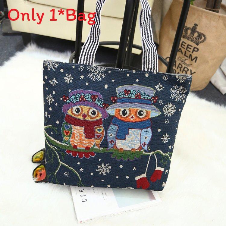 Canvas Butterfly Elephant Cat Tote Bag For Women With Sewn Details For Daily Use
