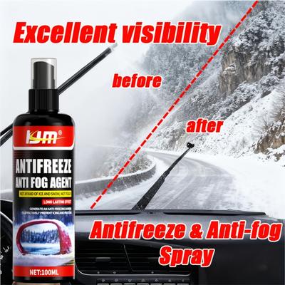 100ml Multi-Purpose Winter Glass Anti-Freeze & Fog Spray, Car Windshield Defogging Solution for Rainy, Foggy, Snowy Conditions,