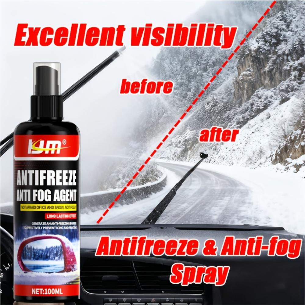 100ml Multi-Purpose Winter Glass Anti-Freeze & Fog Spray, Car Windshield Defogging Solution for Rainy, Foggy, Snowy Conditions,