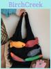Cotton Knitted Tote Bag For Casual Travel With Large Capacity And Inner Card Pocket