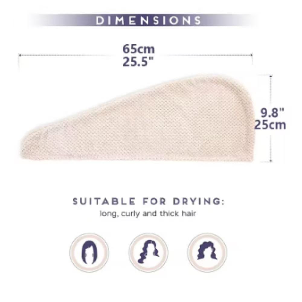 Solid Color Hair Towel Textured Dry Hair Cap 9.8 "X 25.5" Absorbent Hair Towel Wrap for Button-down Women