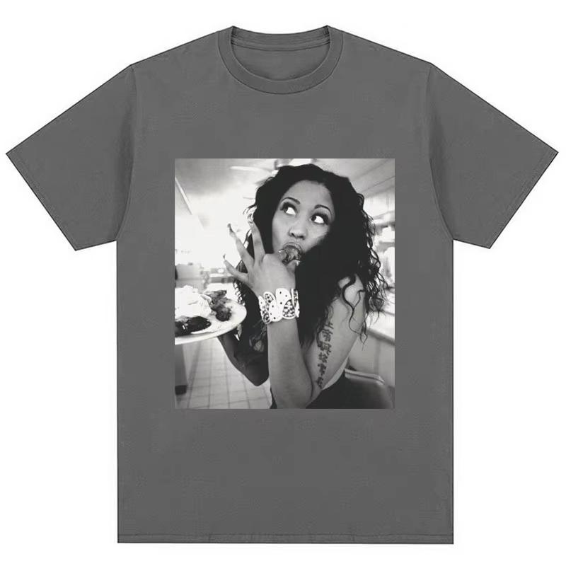 Rapper Nicki Minaj Print Vintage TShirt Men Women Hip Hop Fashion Casual T Shirts Summer Cotton Casual Tees Streetwear