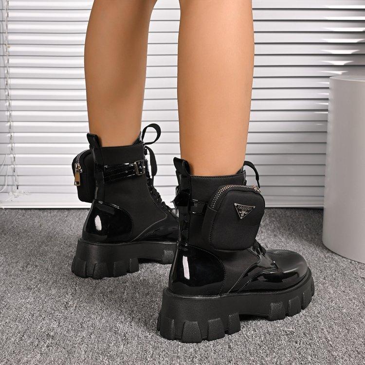 Large size muffin and medium tube strap Martin boots autumn and winter new metal buckle strap women's boots TEMU