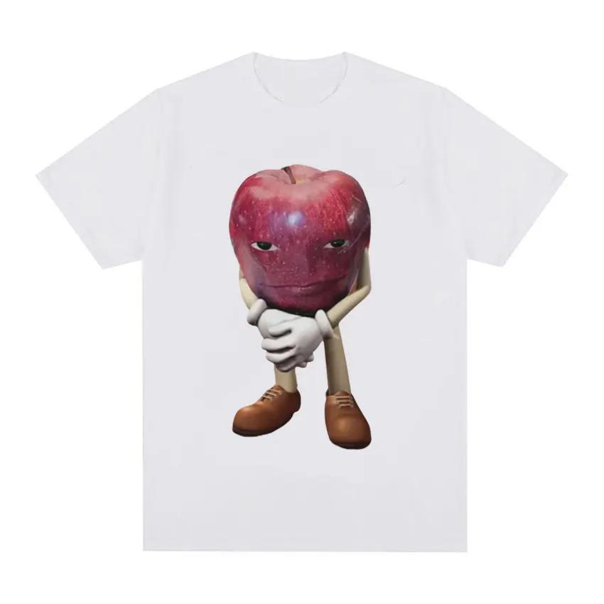 Summer Round Neck Funny Apple Pattern Top Fashionable Casual Pure Cotton Short Sleeved Men's and Women's Unisex T-shirts