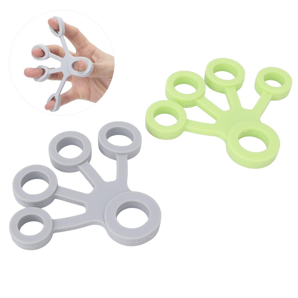 2 Stück Fingerdehner Silikon Tragbar Weich Elastisch Fingergriff Verstärker 6.6LB (Hellgrün Hellgrau)