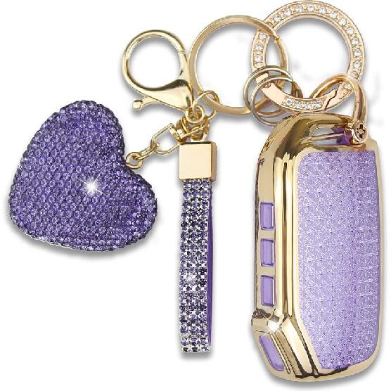 Key Fob Cover with Heart Keychain, Car Key Shell Compatible with Kia - Soul - Forte - Telluride K5 - Seltos NIRO Sportage Sorento Protector (Silver)