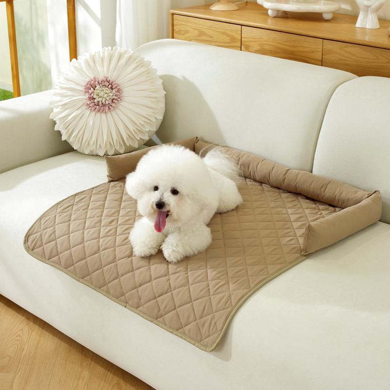 Dog Bed Blanket Dog Mat Sofa Couch Cover Pet Pad with Neck Pillow Washable Calming Nest for Travel Home