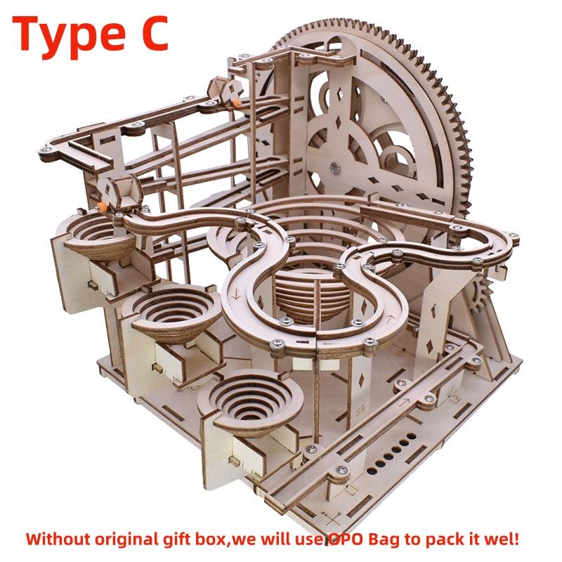 3d Wooden Puzzle Building Model Kits Marble Runs Mechanical Puzzles Self Assembly Toy STEAM Educational Toys for Kids Adult Gift