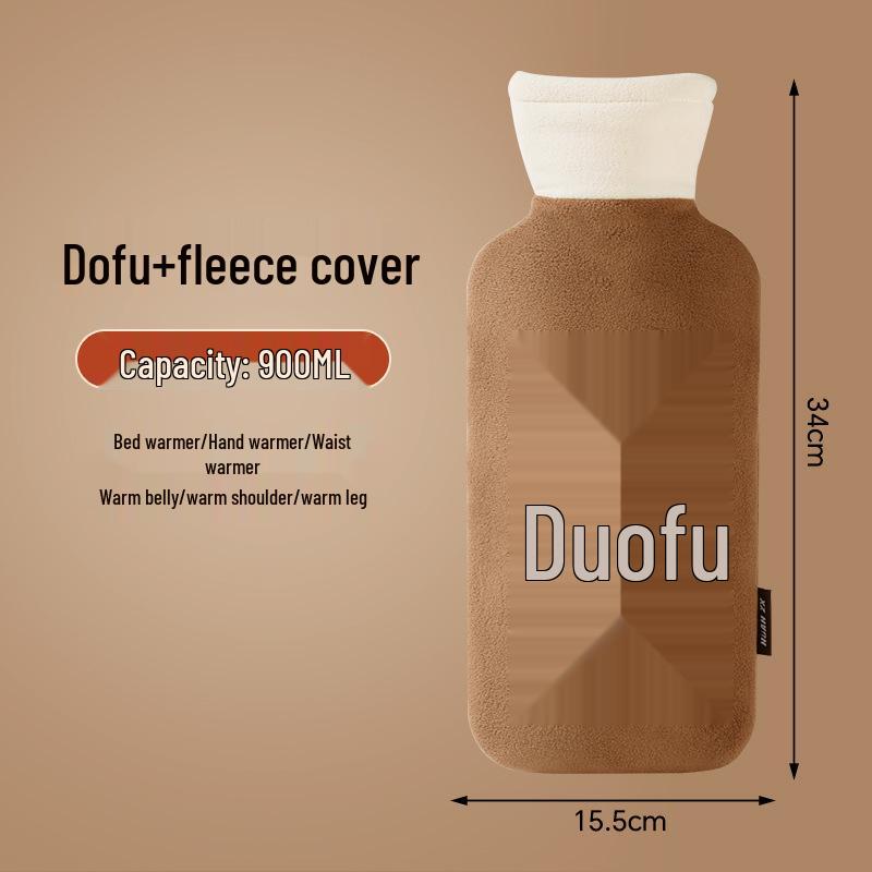 Large Plush-covered Hot Water Bottle with Waist Support and Thickened Rubber Hand Warmer Bag