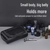 Men's PU Leather Handheld Cosmetic Bag: High-Capacity Waterproof Toiletry Travel Case