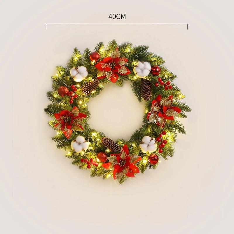 2025 Christmas Wreath Front Door Wreath Lights Vintage Farm Wreath Pine Cones Fall Thanksgiving Xmas Decor