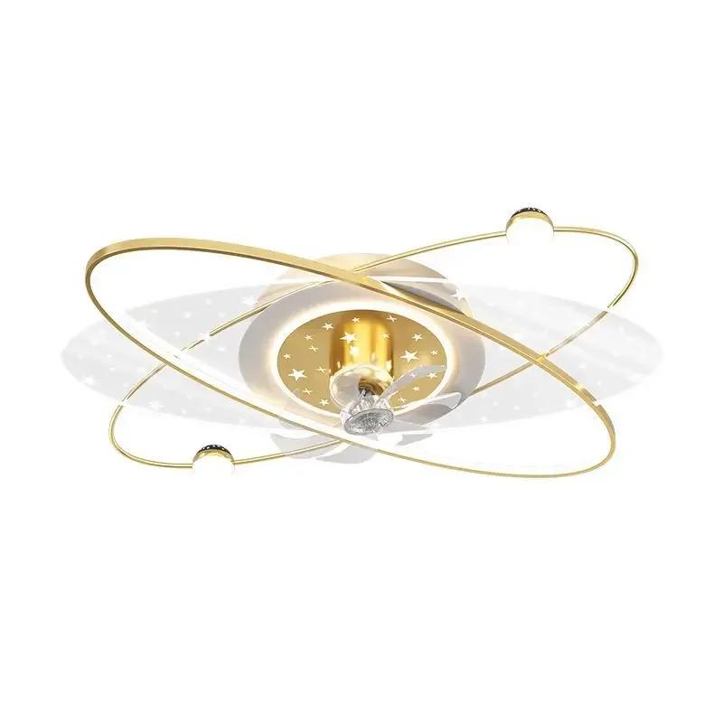 Living Room Ceiling Fan Light Led Shak Head Electric Fan Pendant Lamp Stars Sky Bedroom Intelligent Remote Control Pendan Fans