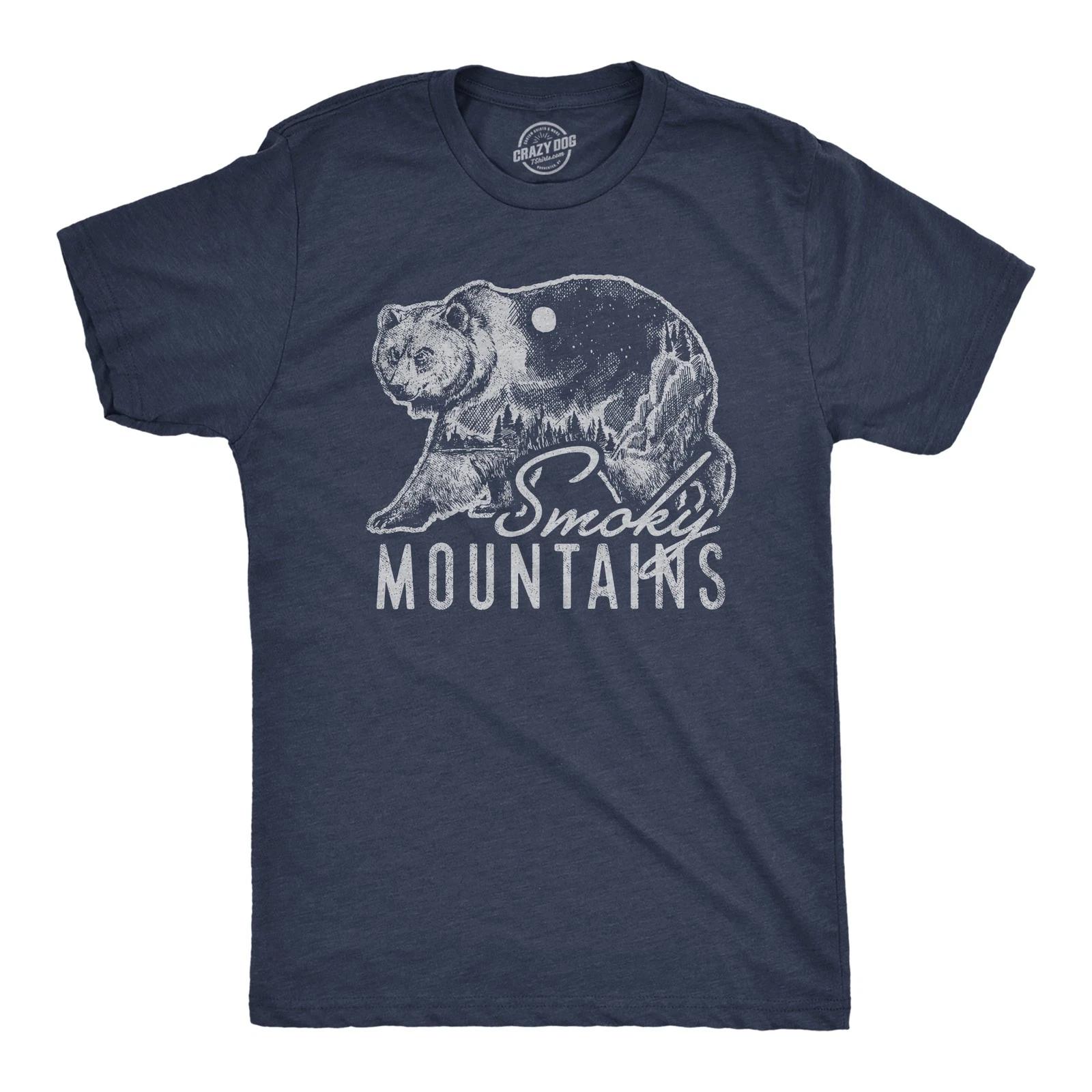 Mens Retro Smoky Mountains T Shirt Funny Camping Vintage Graphic Design Tee Guys XXL