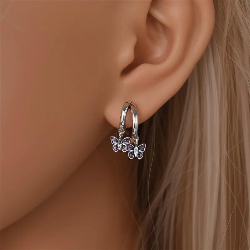 Original 925 Silver Simple Starry Moon Night Zircon Earrings for Women Trending Fashion Jewelry Birthday Gift New In
