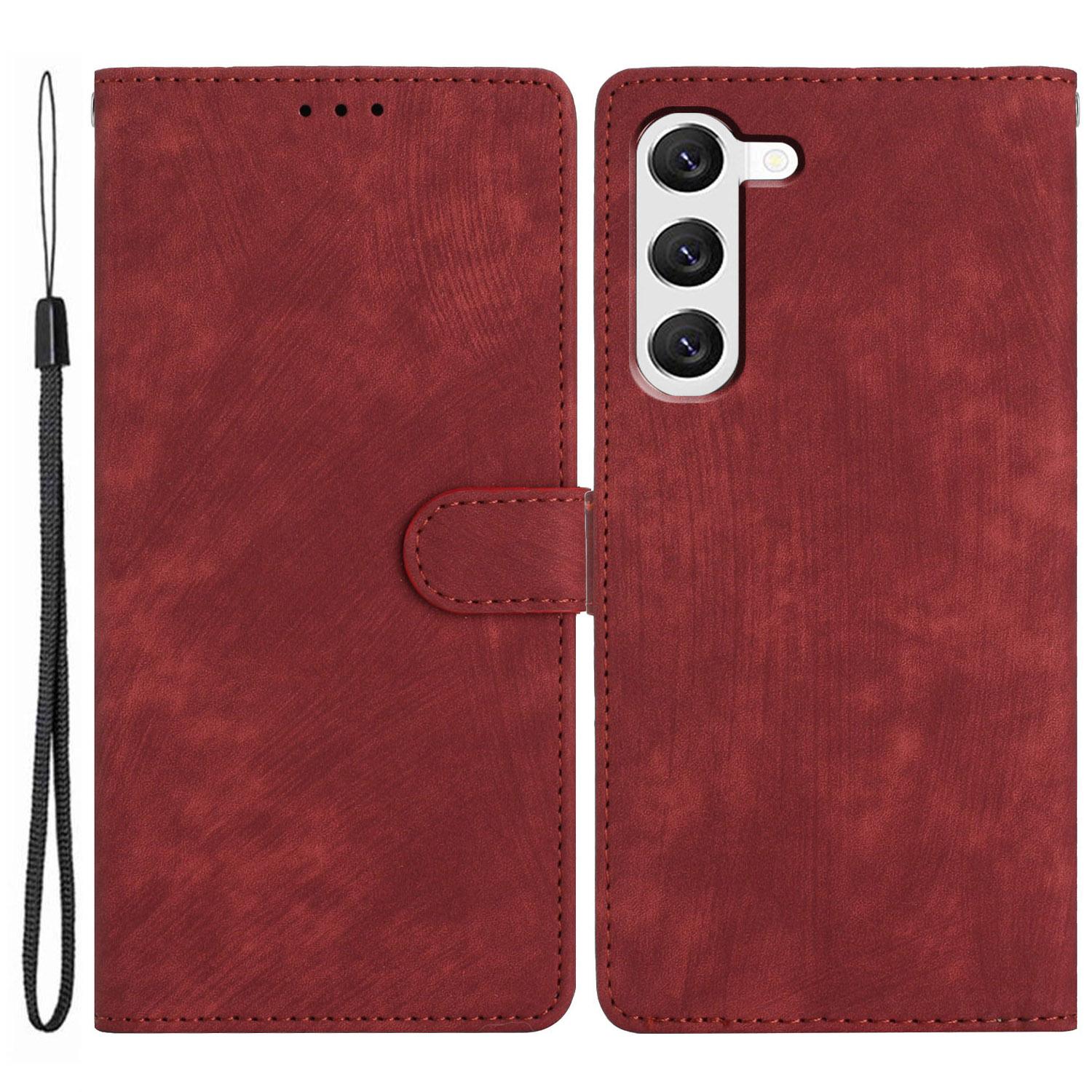 

For Samsung Galaxy S24+ Case Solid Color Leather Stand Phone Cover Red