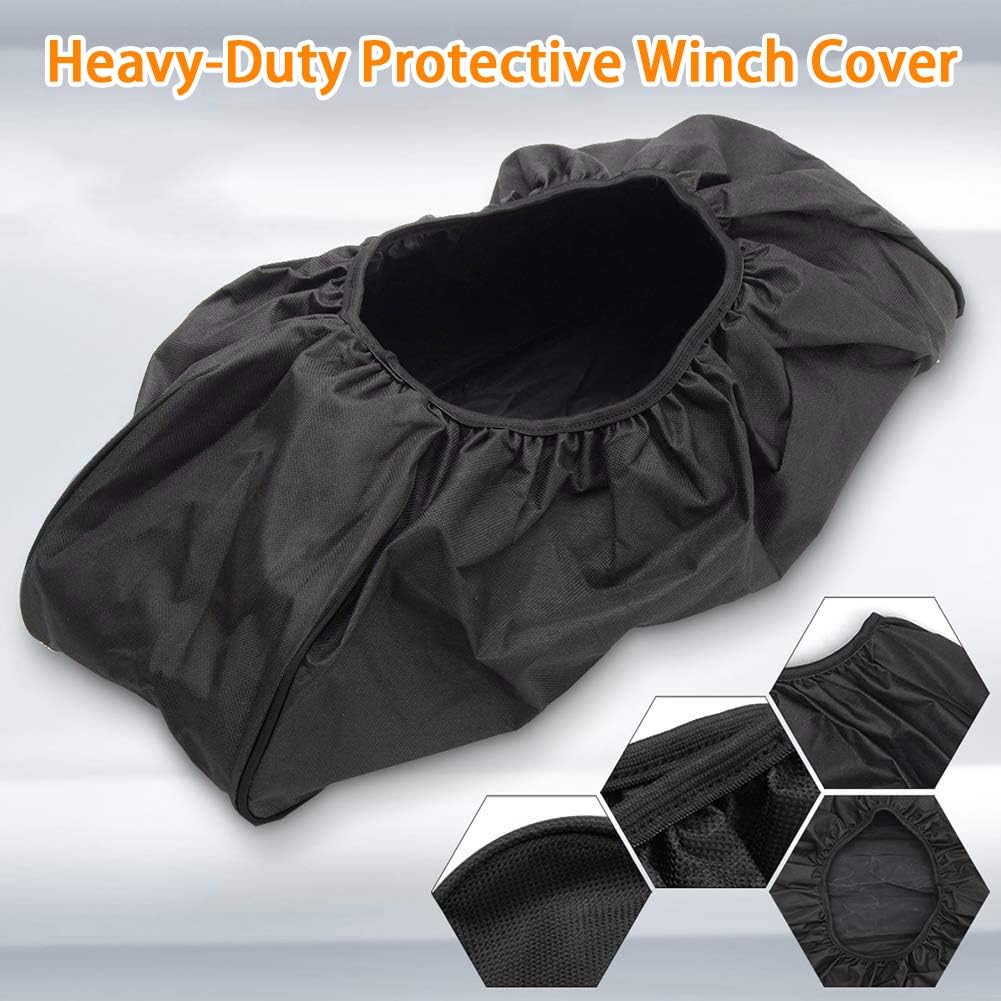 Winch Cover Waterproof, Heavy Duty 600D Breathable Oxford Fabric Dust-Proof Winch Protection Cover, Compatible With Most 8500-17500 Lbs Electric