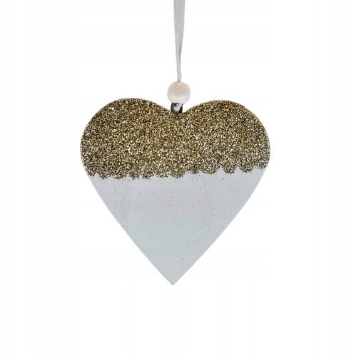 Wooden Heart Pendant 6.5X7.8Cm 2 Pcs White