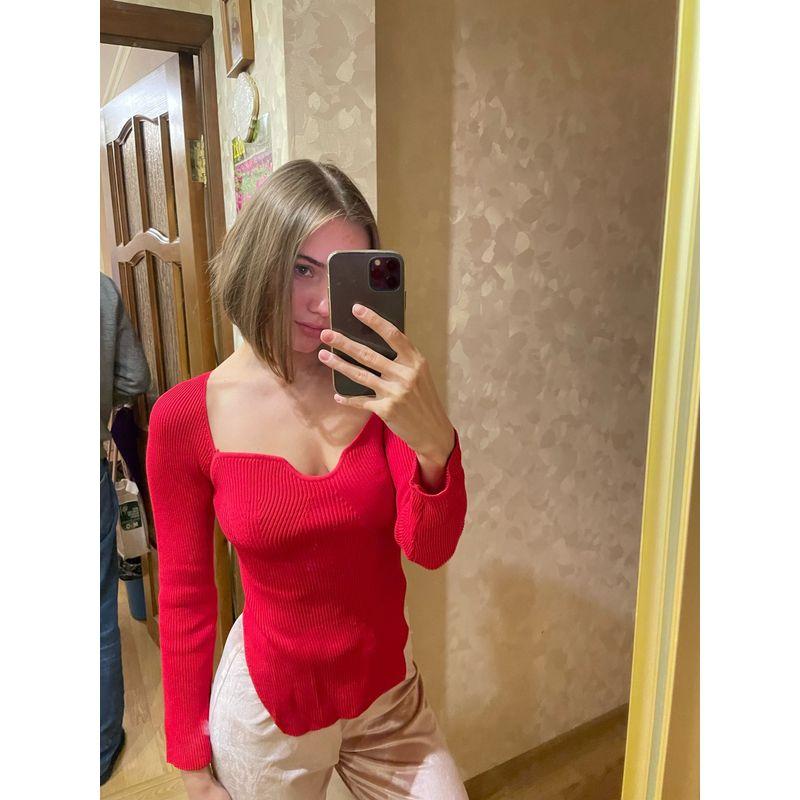 European and American Internet Celebrity Ins Sexy French style Retro Square Collar Slim fit Long sleeve Knit Top Women Sexy Slim Top
