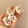 4Pcs Girl Hairpin Mini Plush Kitty Fish Design Secure Hold Hair Clip Side