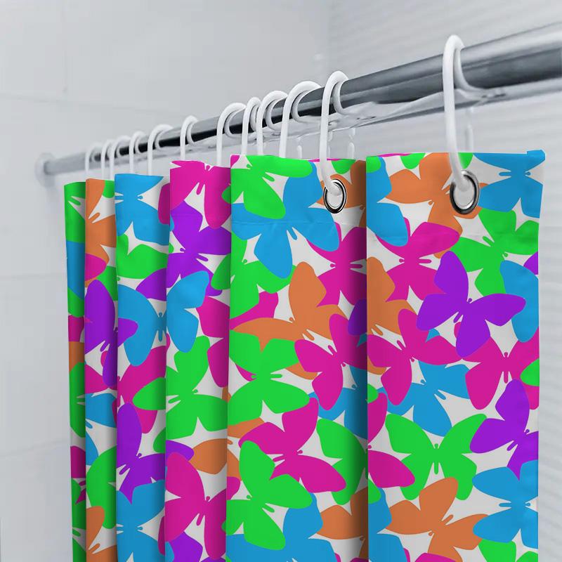 Colorful Fish Tank Pattern Shower Curtain Set For Bathrooms Decor Watercolor Blue Orange Submarine Design Waterproof Fabric Size