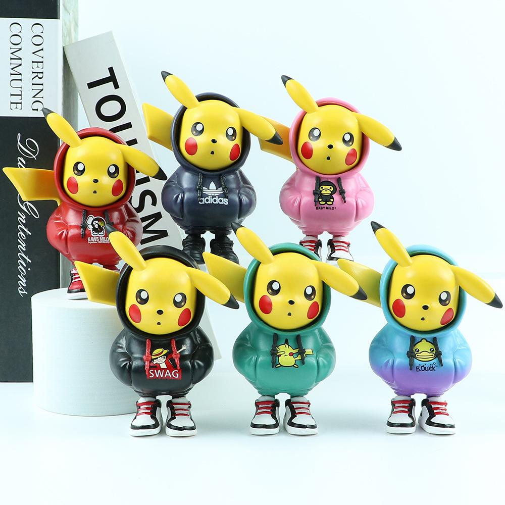 

Модный свитшот Пикачу Анимационный Модель Машинки Украшение для торта из ПВХ Подарок 6PCS