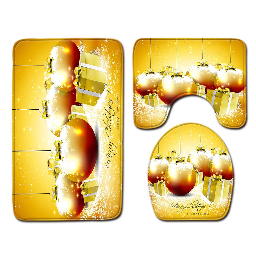 Christmas Bathroom Floor Mat Toilet Three-Piece Set