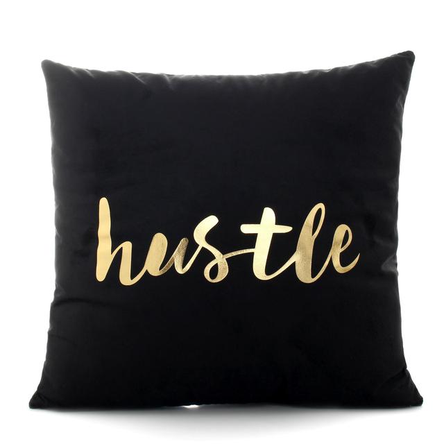 Golden Love Leaves Bronzing Cushion Decorative Pillow Black And White Velvet Pillowcase Home Decor Sofa Throw Pillows 17*17Inch