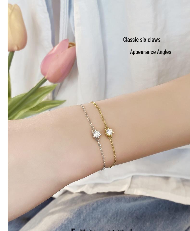 S925 Sterling Silver Four-Leaf Clover Women's Bracelet with Zircon