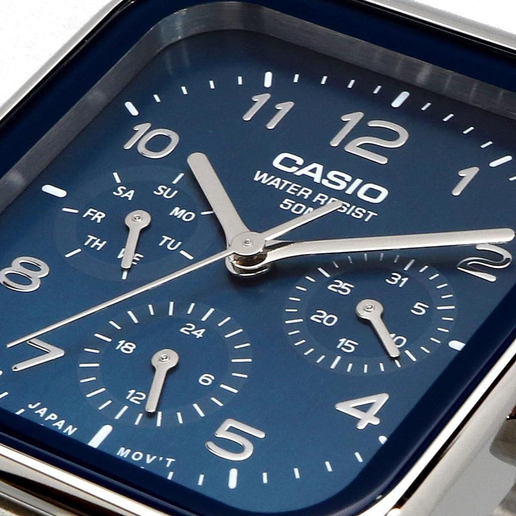 CASIO Standard Round Rectangle 24-Hour Display Multifunction Analog Men's Watch MTP-M306D-2AV Blue