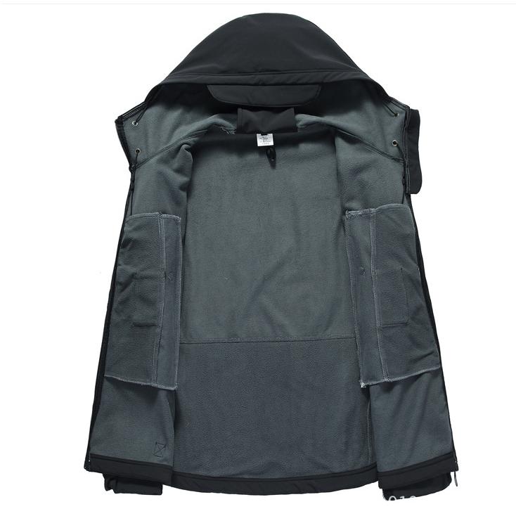 Outdoor Haihaut Softshell Jackenanzug Herren Frühling, Herbst und Winter Winddicht Atmungsaktiv Plus Samt Bergsteigerjacke