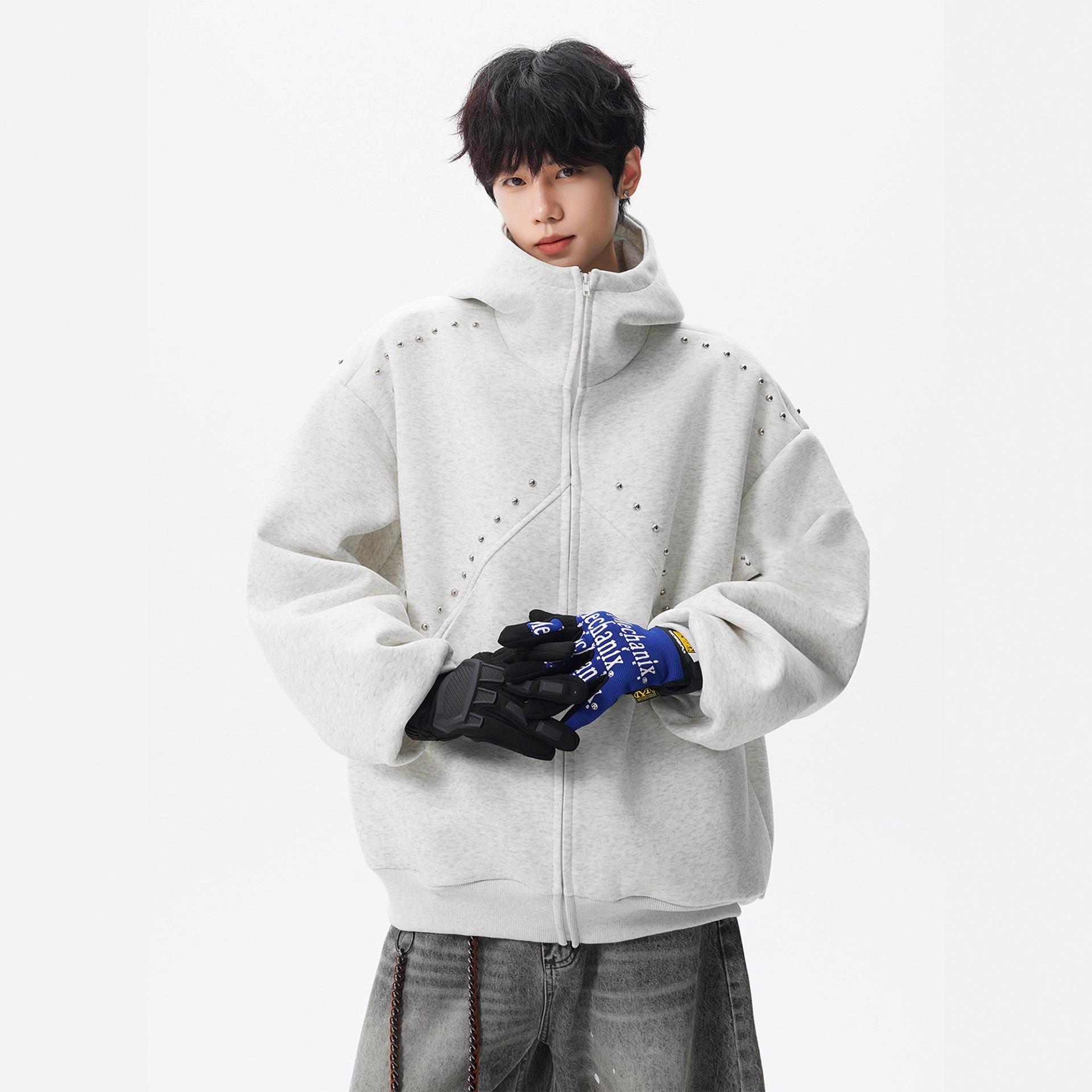 Unisex Winter 2025 Heavyweight Hooded Cardigan Sweatshirt - Trendy Loose Fit Jacket 2XL