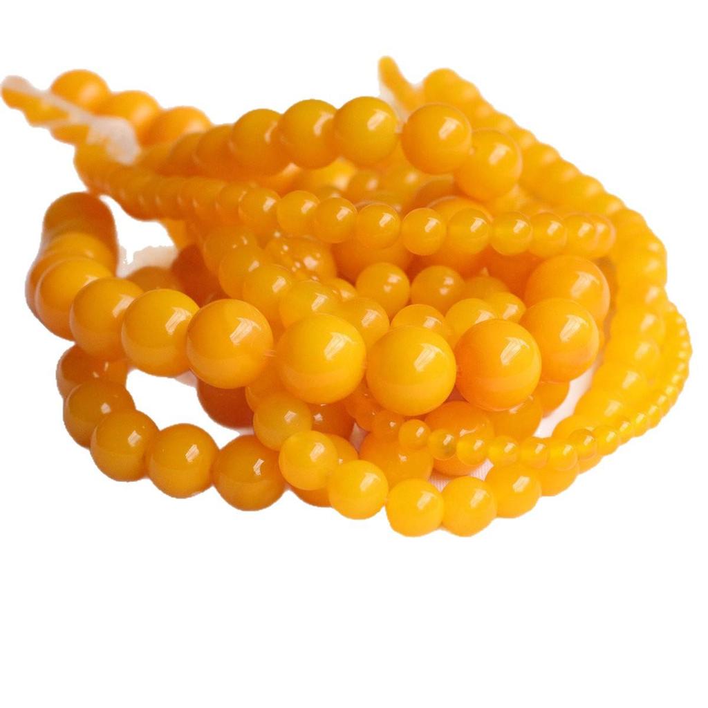 Honey Yellow Agate Round Beads (4-12mm) - Handmade DIY Jewelry Material Strands