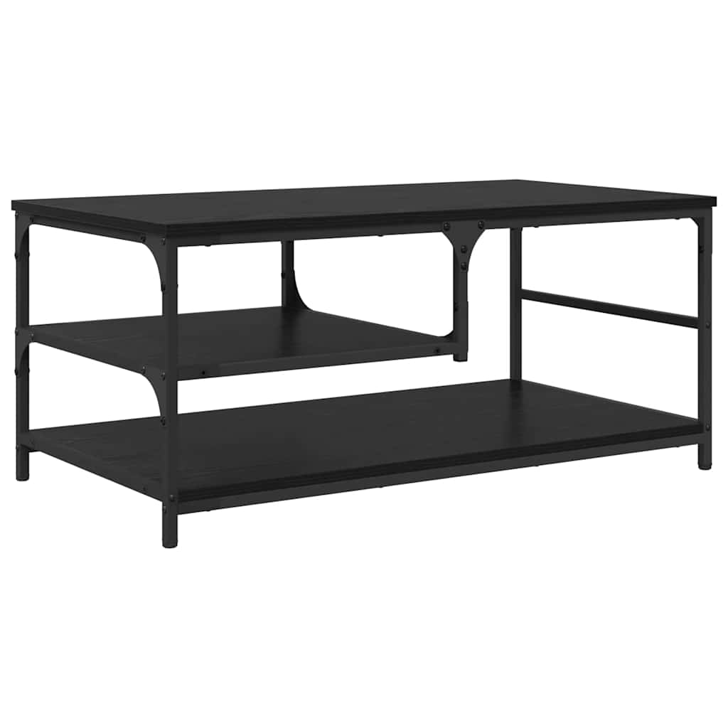 Coffee Table Black with Oak Effect 90 X 49 X 40 Cm Engineered Wood