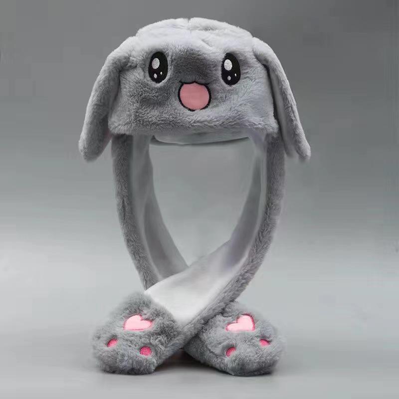 Children's Plush Cartoon Hat with Movable Ears - Luminous Rabbit Design for Parent-Child Matching