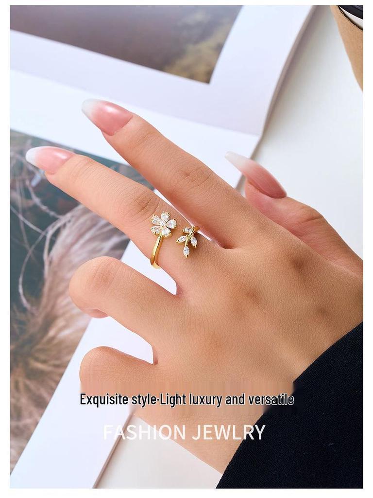 Elegant Gold-Plated Adjustable Wheat Ear Open Ring
