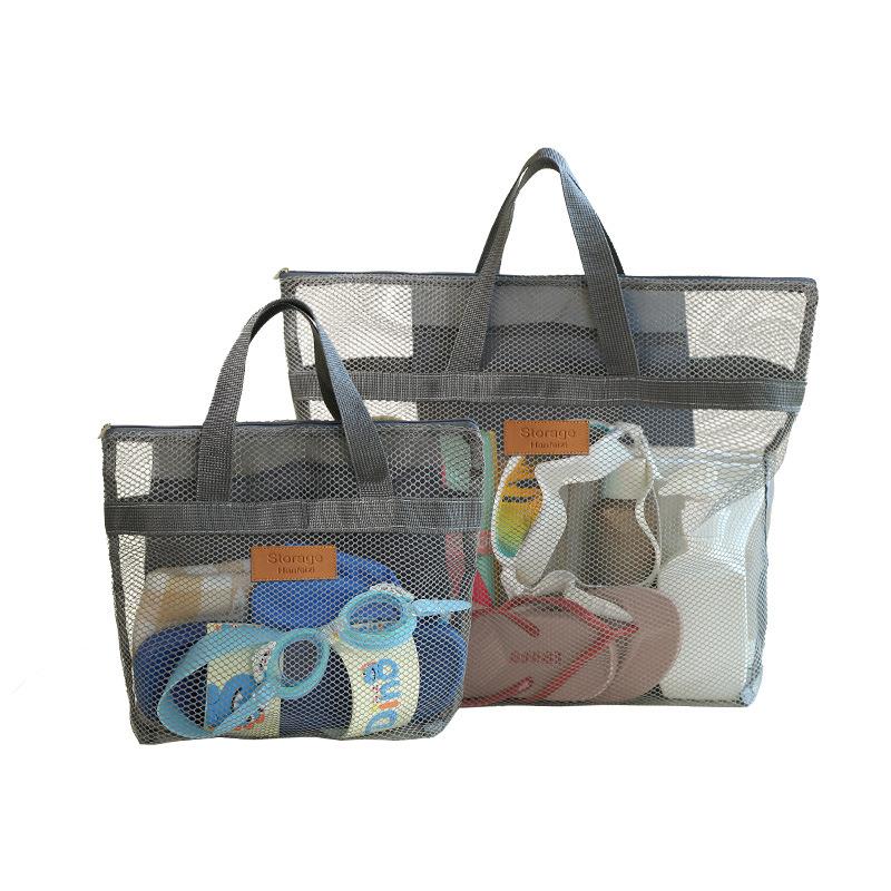 Große Netztasche für den Strand Transparente Schwimm-Tragetasche Wasserdichte Sandfeste Aufbewahrungstasche für Schwimmen Reisen Pooltasche