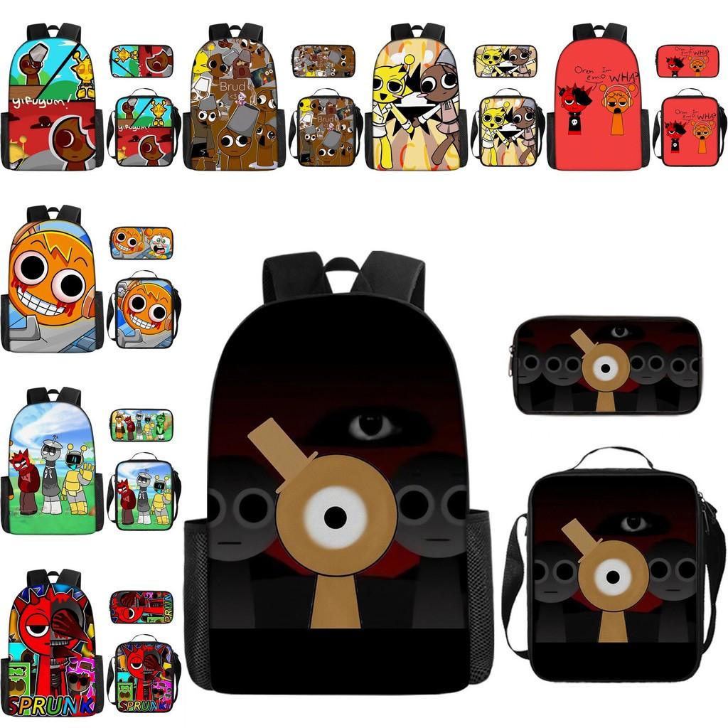 Game Incredibox Sprunki Pattern Large Capacity Three Piece Students School Bag