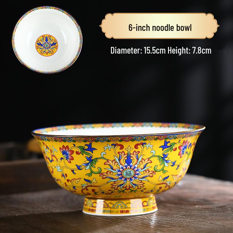 Ceramic Chinese Style Rice and Noodle Bowl Set with Enamel Color