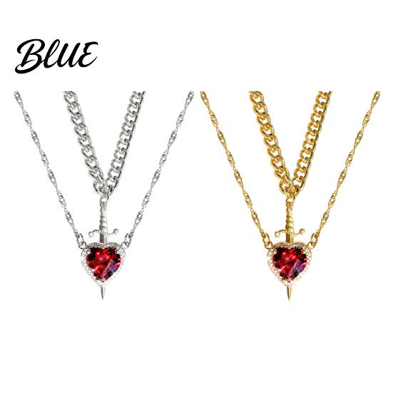 Couple Necklace Gift Women Double-layered with Blade And Heart Pendant