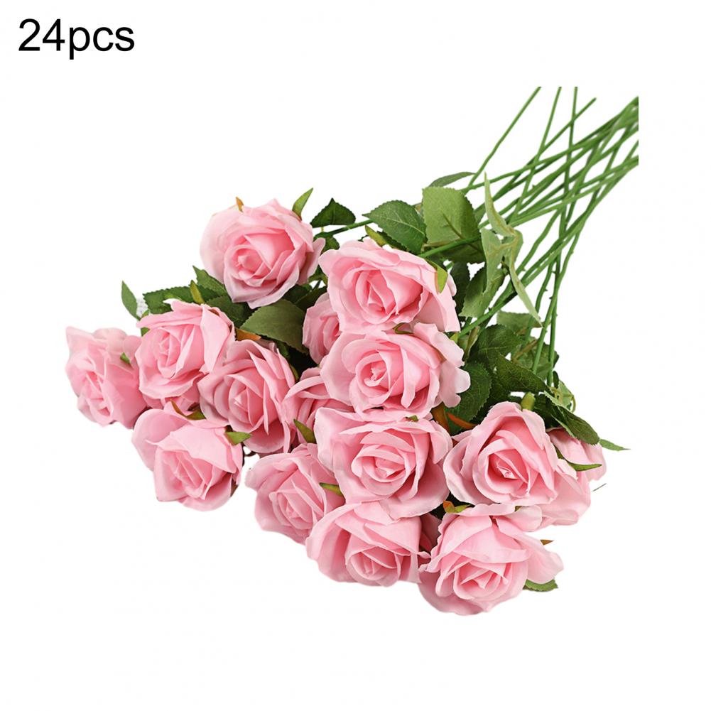 Artificial Rose Flower Realistic Long Stem Faux Silk Rose Bouquet For Valentine's Day Home Wedding Party Flower Decoration