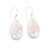 Rose Chalcedony Gemstone 925 Stamped Silver Handcrafted Jewelry Earrings 2.25" CE-17-16