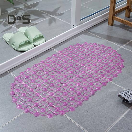 PVC Anti-slip Bath Mat Solid Color Home Kitchen Hotel Bathroom Shower Floor Mat with Suction Cup Soft Non-slip Bathtub Massage Pad Rug